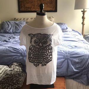 Boutique, high end owl shirt, lightweight, long back 100% cotton